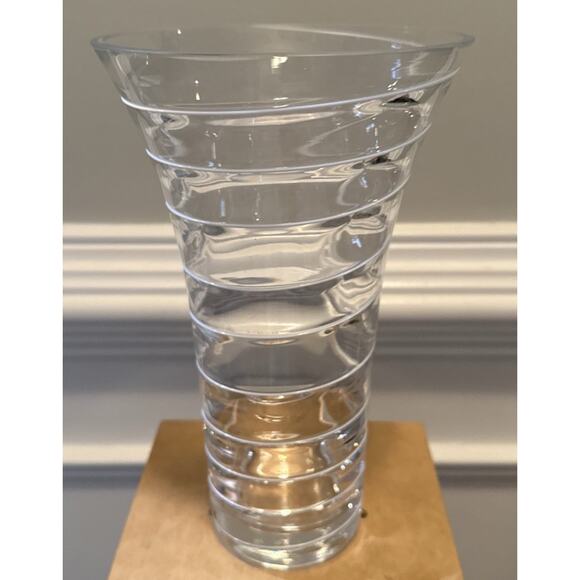 Nambe Crystal Spiral Optic Vase Modern Clear Glass Attributed Karim Rashid - Picture 4 of 4